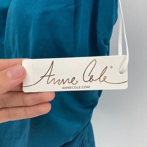 Anne Cole Square Neck Shirred One Piece modest conservative teal size 16W - Picture 3 of 5